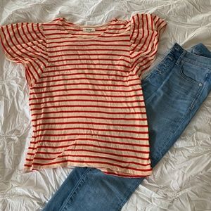 Madewell Flutter-Sleeve Tee in Yorktown Stripe